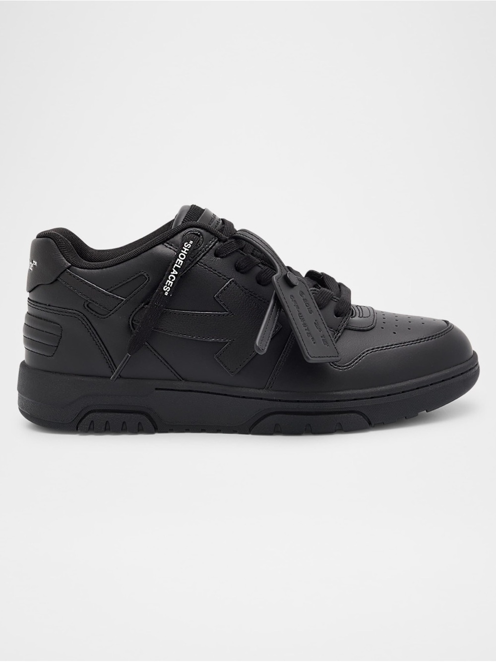Authentic Off-White Black Leather Low-Top Sneakers